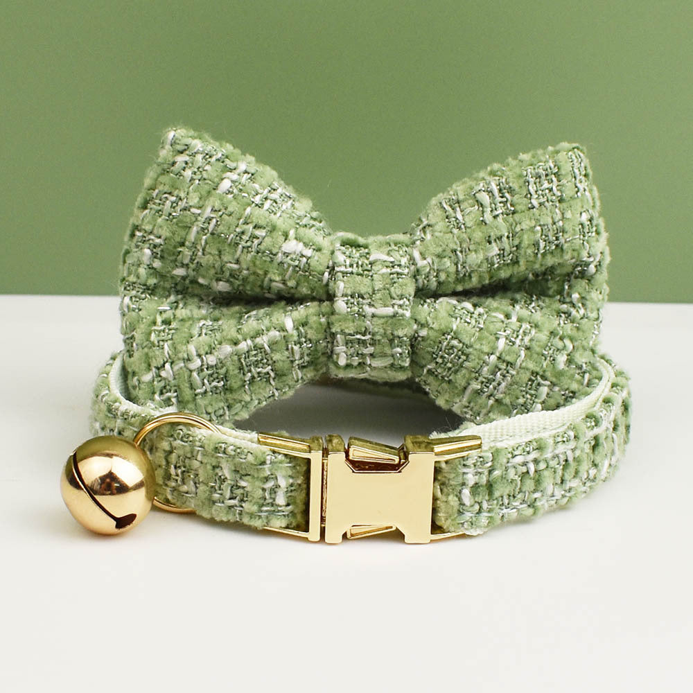 Luxury Soft Cotton Tweed Fabric Collar and Bow Tie Set