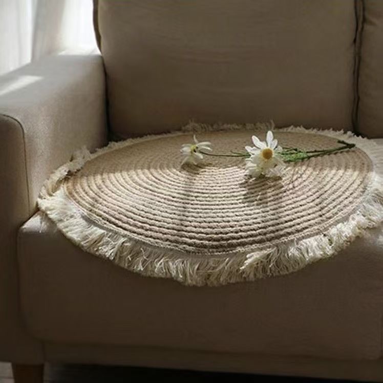 Nordic Handwoven Durable Cat Scratch Mat Rug with Fringe