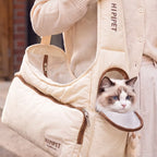 Polka Dot Color-Block Puffer Pet Crossbody Bag