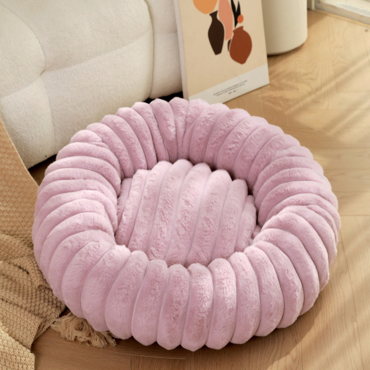 Ultra-Soft Plush Round Donut Support Dog & Cat Bed