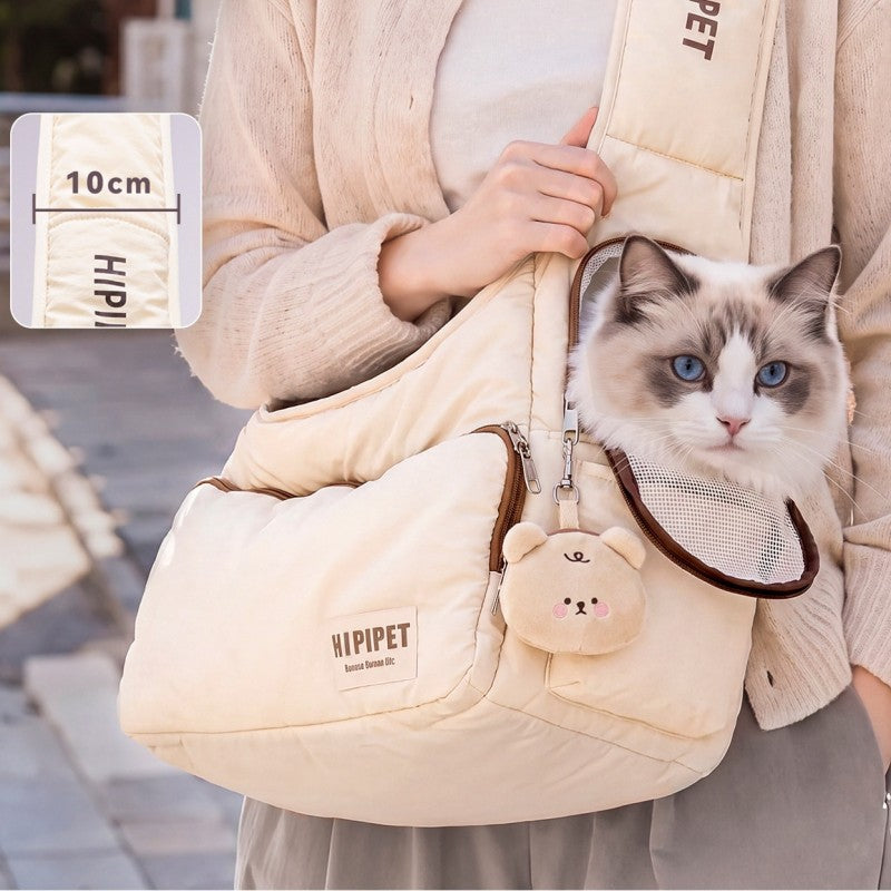 Polka Dot Color-Block Puffer Pet Crossbody Bag