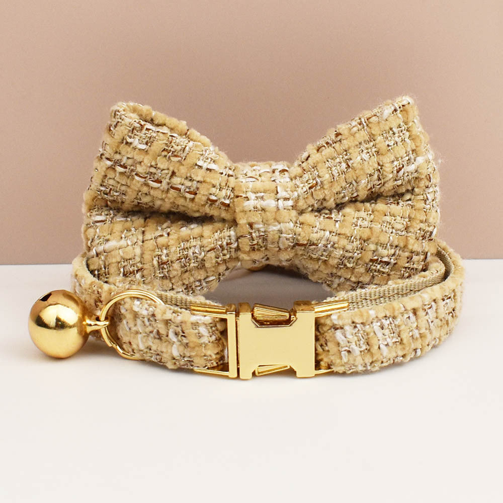 Luxury Soft Cotton Tweed Fabric Collar and Bow Tie Set