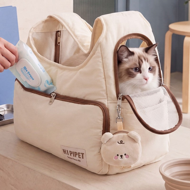 Polka Dot Color-Block Puffer Pet Crossbody Bag