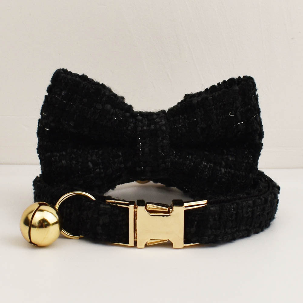 Luxury Soft Cotton Tweed Fabric Collar and Bow Tie Set