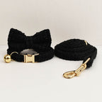 Luxury Soft Cotton Tweed Fabric Collar, Bow Tie and Leash Set