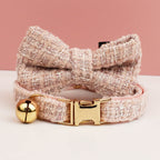 Luxury Soft Cotton Tweed Fabric Collar and Bow Tie Set