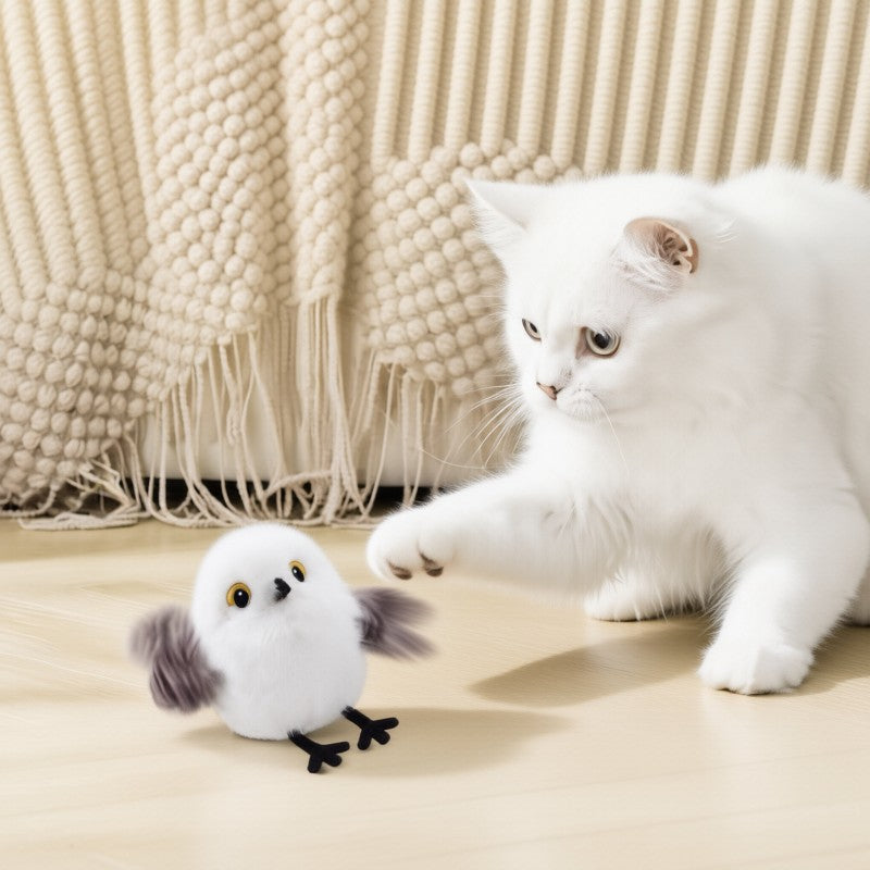 Interactive Realistic Flapping & Chirping Bird-Shaped Pet Toy