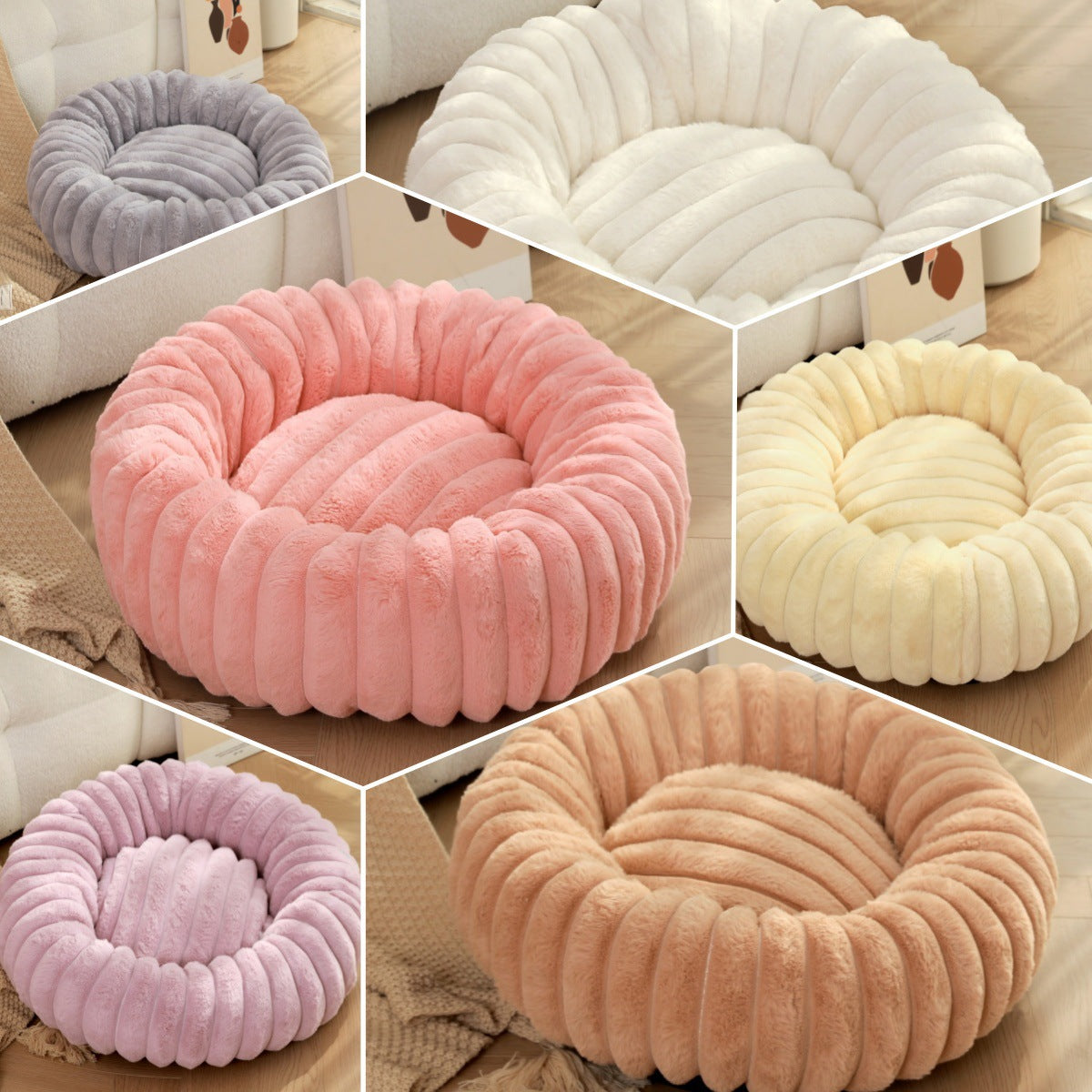 Ultra-Soft Plush Round Donut Support Dog & Cat Bed