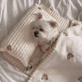 Cozy Embroidered Cotton Pet Pillow Quilt Bed Set
