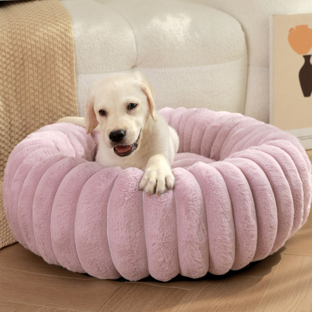 Ultra-Soft Plush Round Donut Support Dog & Cat Bed