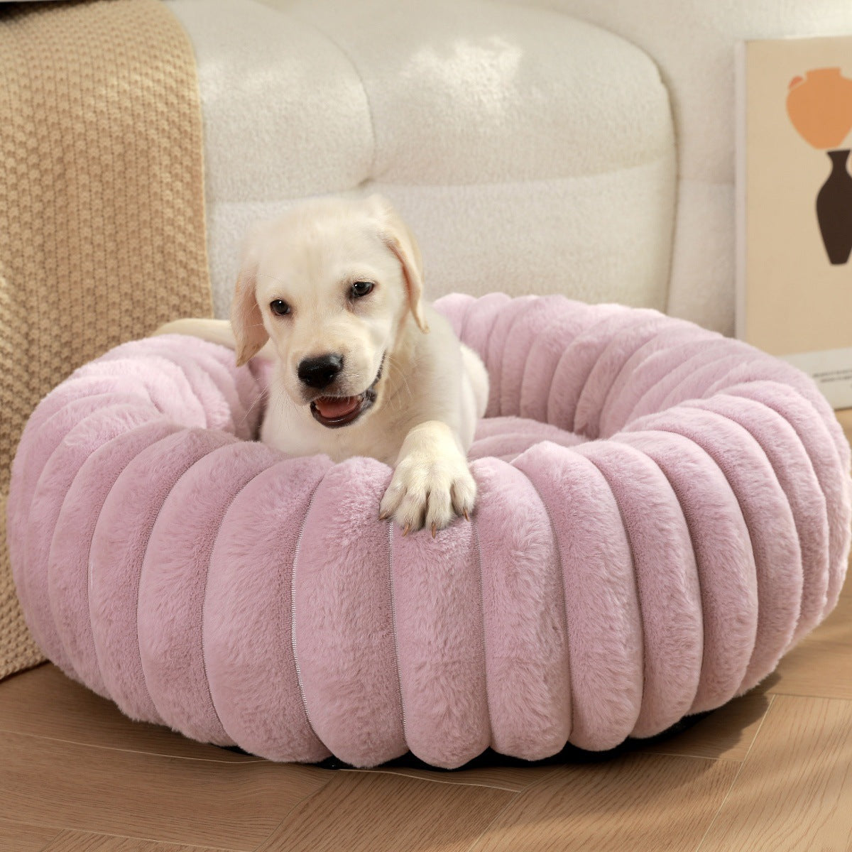 Ultra-Soft Plush Round Donut Support Dog & Cat Bed