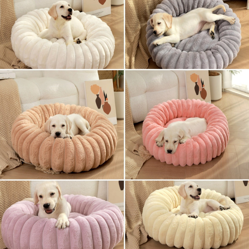 Ultra-Soft Plush Round Donut Support Dog & Cat Bed