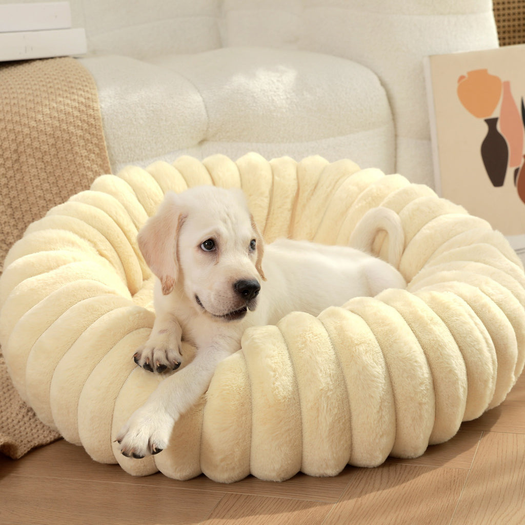 Ultra-Soft Plush Round Donut Support Dog & Cat Bed