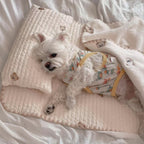 Cozy Embroidered Cotton Pet Pillow Quilt Bed Set