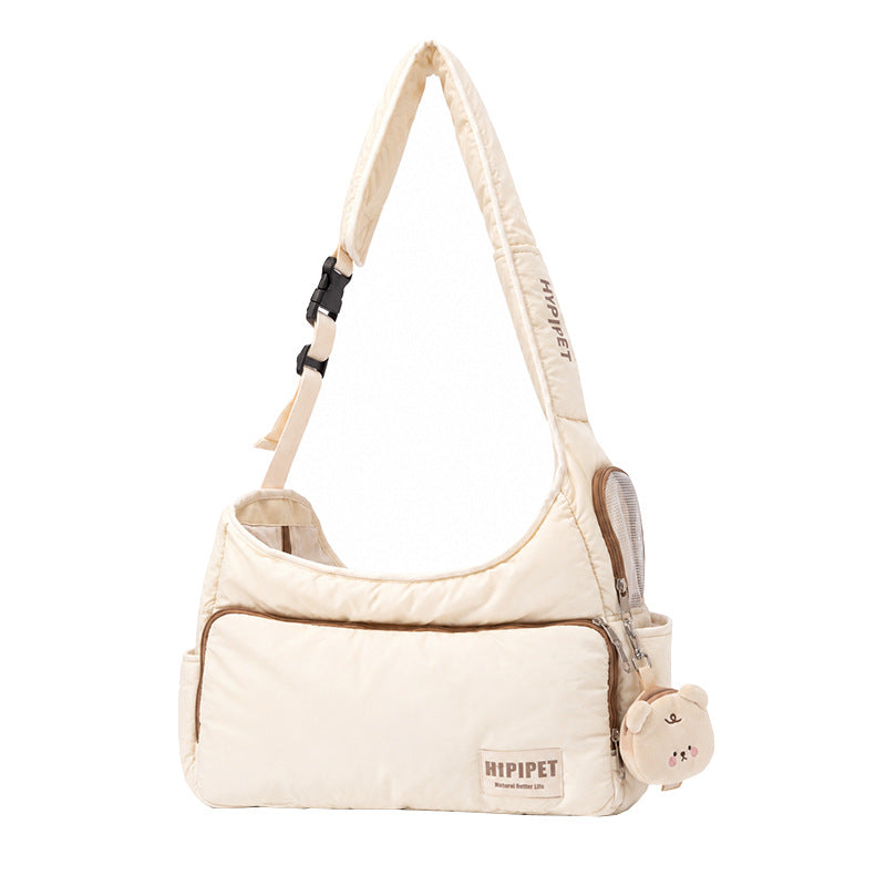 Polka Dot Color-Block Puffer Pet Crossbody Bag