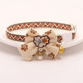 Brown Embroidered Lace Bow Collar with Bell