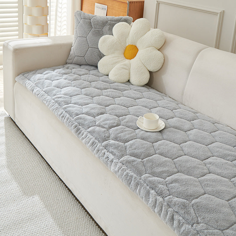 Thick Plush Hexagon-Quilted Pet Mat Non-Slip Couch Cover