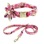 Personalized Collar and Leash Set with flower 2