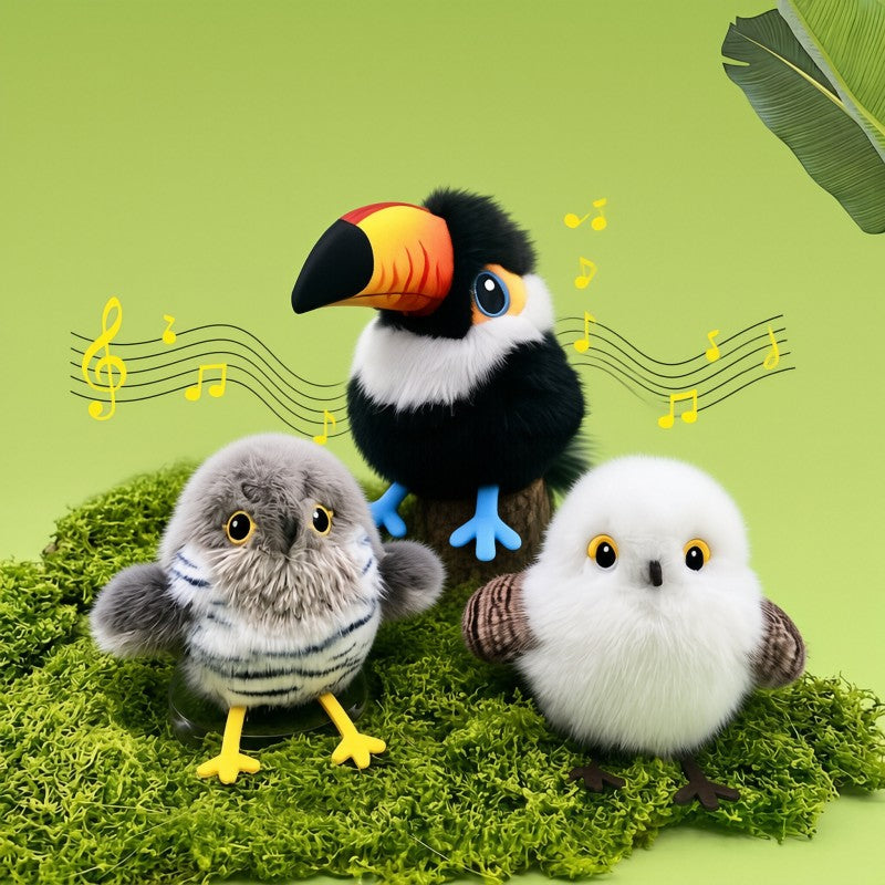 Interactive Realistic Flapping & Chirping Bird-Shaped Pet Toy