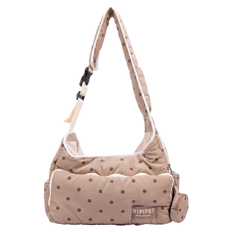 Polka Dot Color-Block Puffer Pet Crossbody Bag